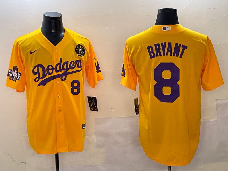 Men Los Angeles Dodgers #8 Bryant Yellow Game 2025 Nike MLB Jersey style 6